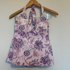 Lands’ End Purple Floral Tankini Top Sz 6 EUC